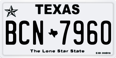 TX license plate BCN7960