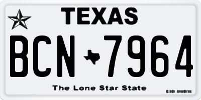 TX license plate BCN7964