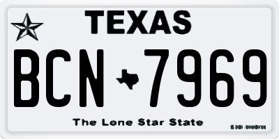 TX license plate BCN7969