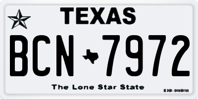 TX license plate BCN7972
