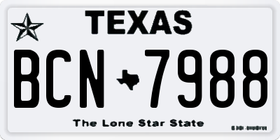 TX license plate BCN7988