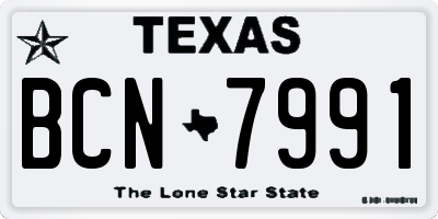 TX license plate BCN7991