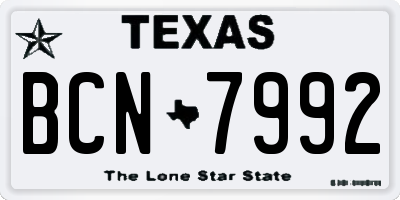 TX license plate BCN7992