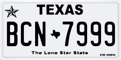 TX license plate BCN7999