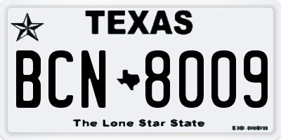 TX license plate BCN8009