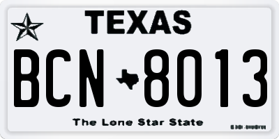TX license plate BCN8013