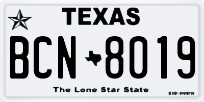 TX license plate BCN8019