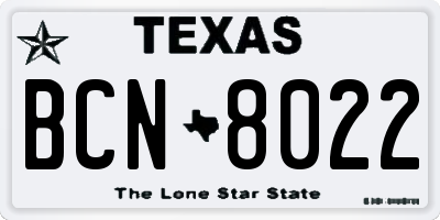 TX license plate BCN8022