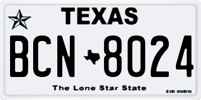 TX license plate BCN8024