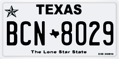 TX license plate BCN8029