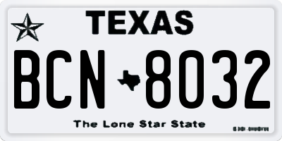 TX license plate BCN8032