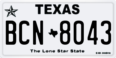 TX license plate BCN8043