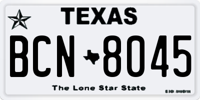 TX license plate BCN8045