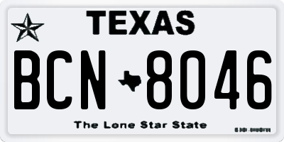TX license plate BCN8046