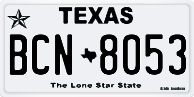 TX license plate BCN8053