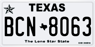 TX license plate BCN8063