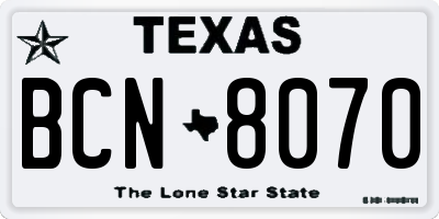 TX license plate BCN8070