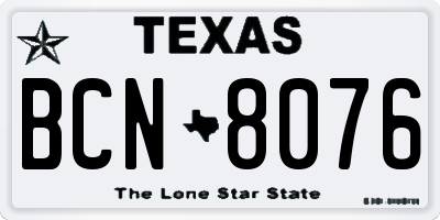 TX license plate BCN8076