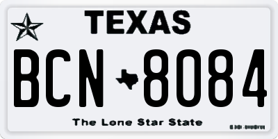 TX license plate BCN8084