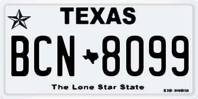 TX license plate BCN8099