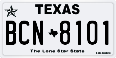 TX license plate BCN8101