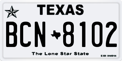 TX license plate BCN8102
