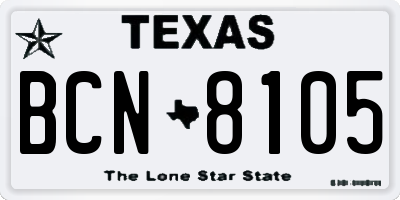 TX license plate BCN8105