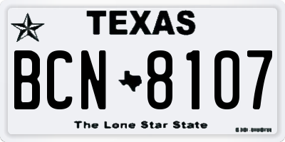 TX license plate BCN8107
