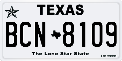 TX license plate BCN8109