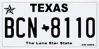 TX license plate BCN8110