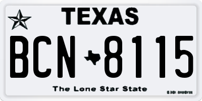 TX license plate BCN8115