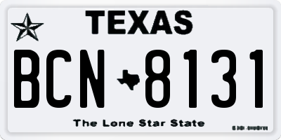 TX license plate BCN8131