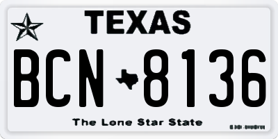 TX license plate BCN8136