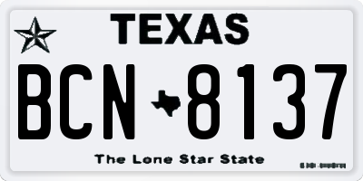 TX license plate BCN8137