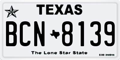 TX license plate BCN8139