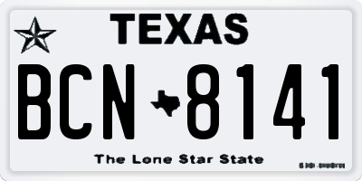 TX license plate BCN8141