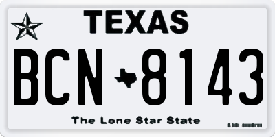 TX license plate BCN8143