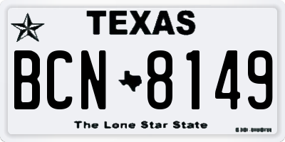 TX license plate BCN8149