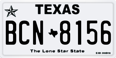 TX license plate BCN8156