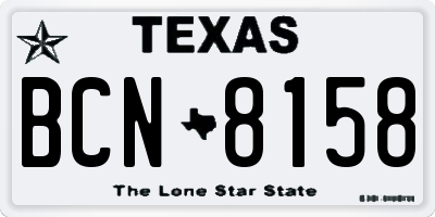 TX license plate BCN8158