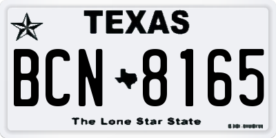 TX license plate BCN8165