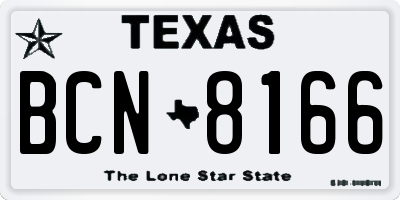 TX license plate BCN8166