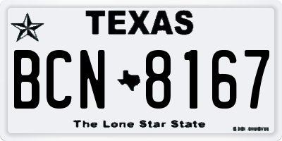TX license plate BCN8167