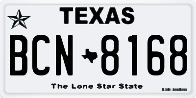 TX license plate BCN8168
