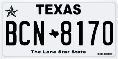TX license plate BCN8170