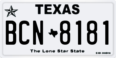 TX license plate BCN8181