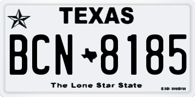 TX license plate BCN8185