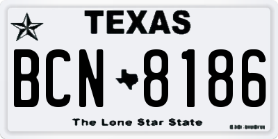 TX license plate BCN8186