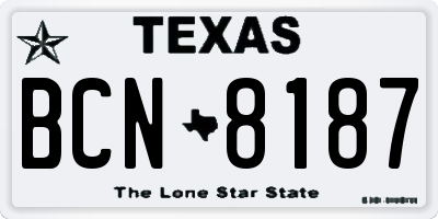 TX license plate BCN8187