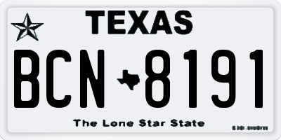 TX license plate BCN8191